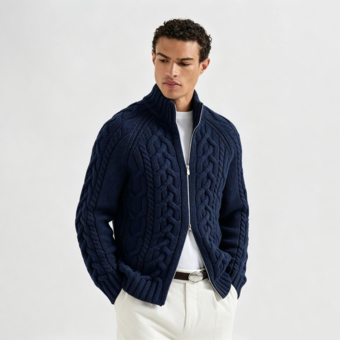 brunello cucinelli cable knit zip cardigan